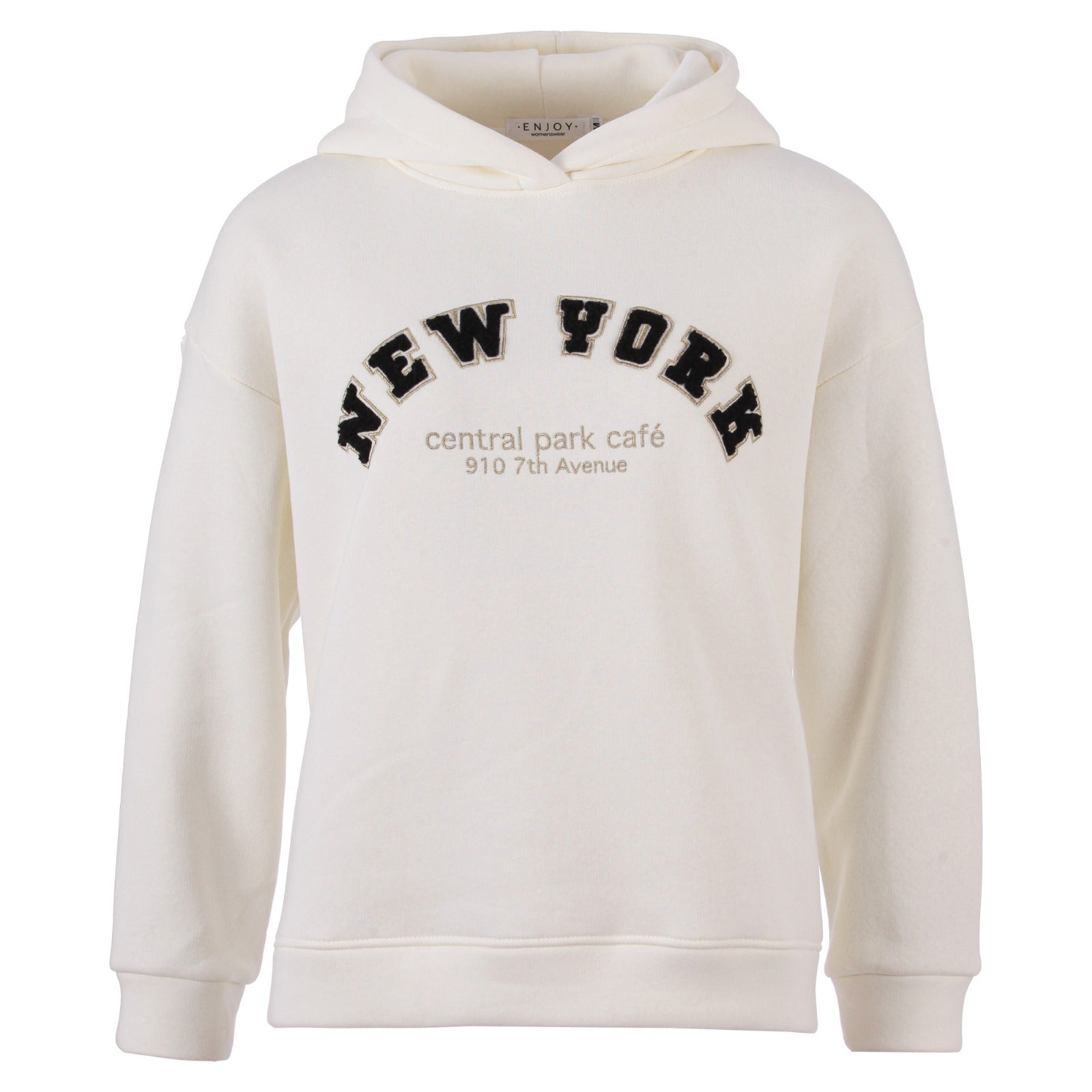 Enjoy Hoodie wollweiß mit New York Print – Stilinspiration Panta Loni