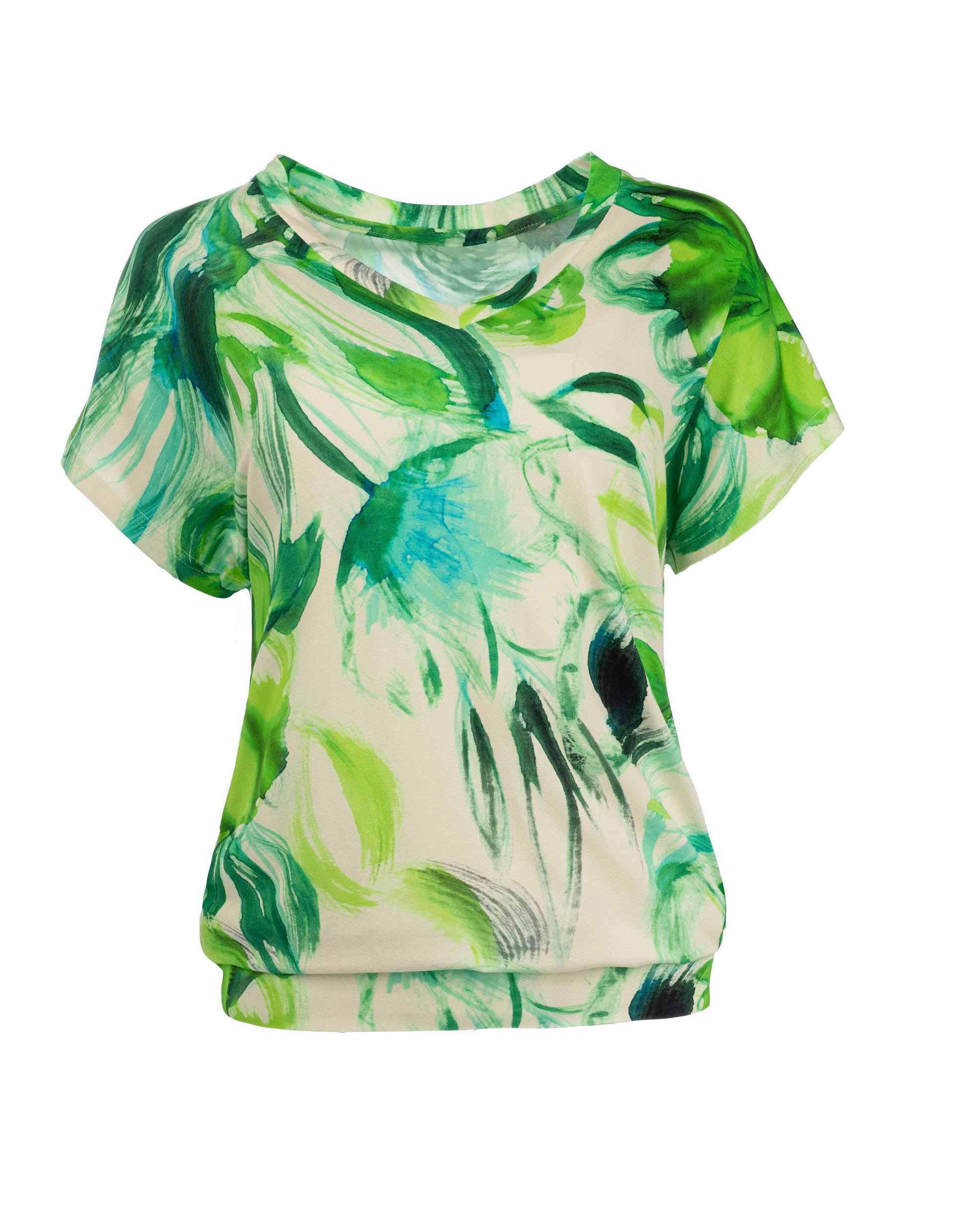 NED Damen Shirt „Mana“ – Sommerliches Print T-Shirt aus Viskose mit Stretch-Anteil
