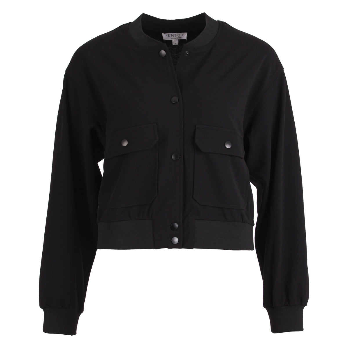 ENJOY Damenjacke mit Druckknöpfen – Grau, Schwarz und Rot