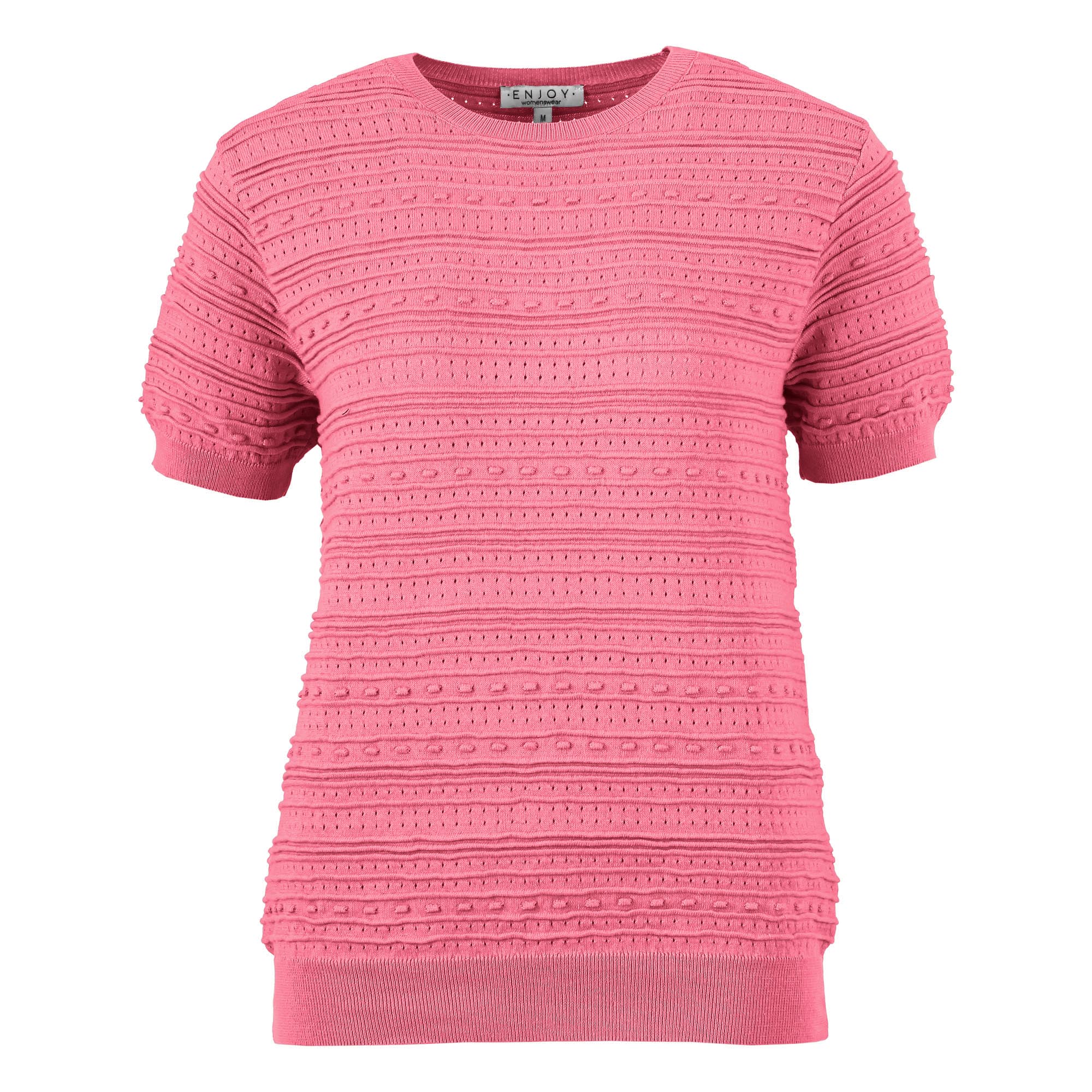 Enjoy womenswear Kurzarm Häkelpullover aus 100 % Baumwolle