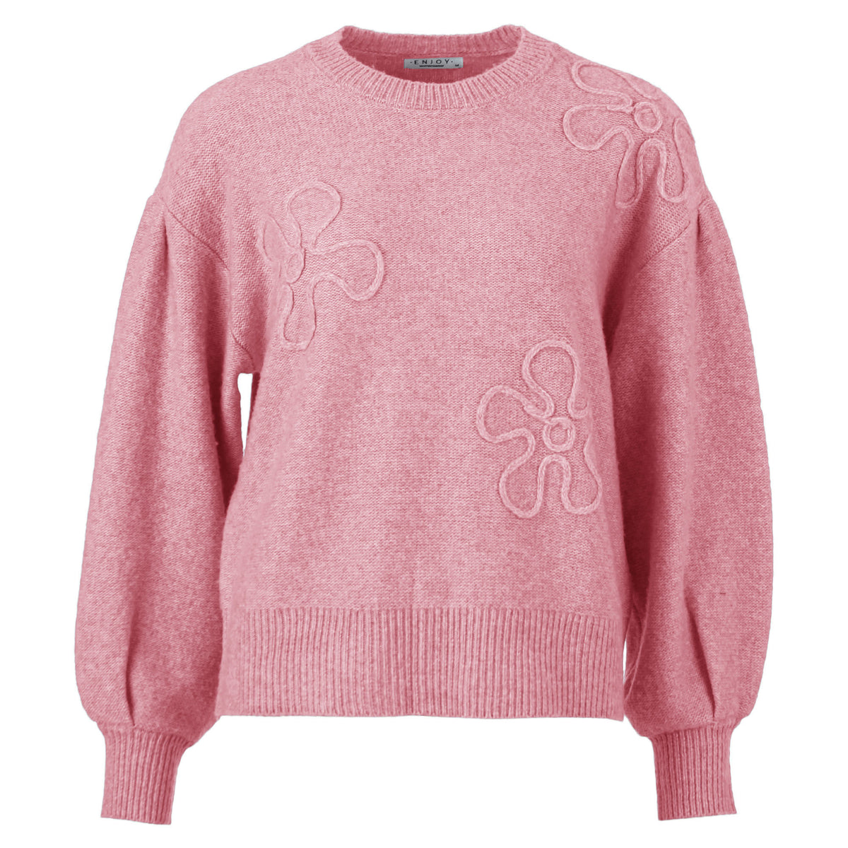 Enjoy womenswear Rundhals Pullover mit Blumen-Bordüre