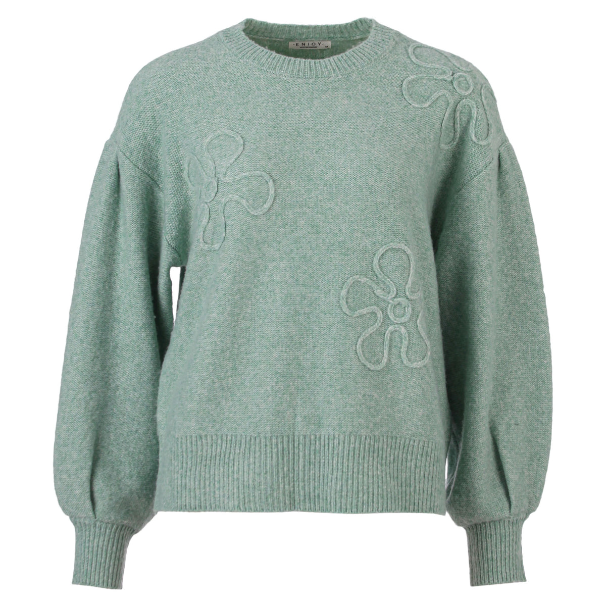 Enjoy womenswear Rundhals Pullover mit Blumen-Bordüre