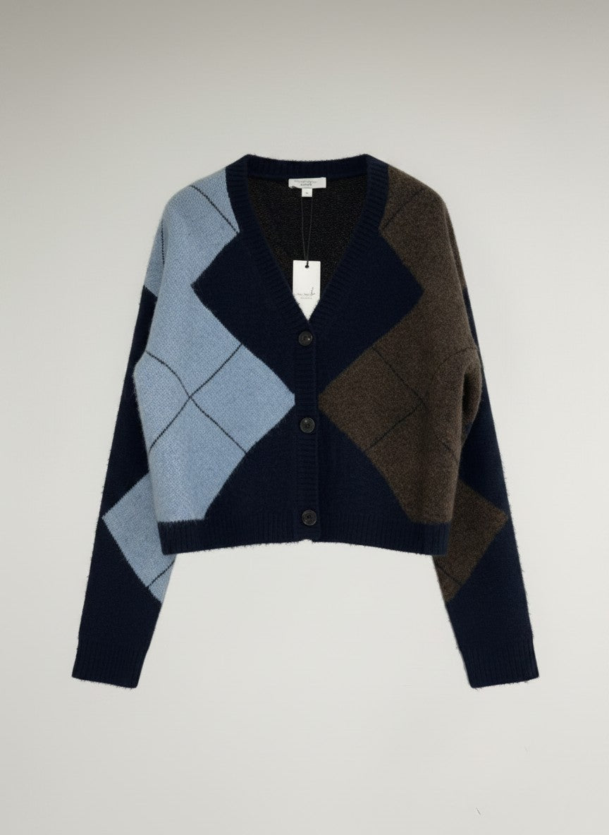ICNK Amsterdam Damen-Strickjacke mit Rhombenmuster