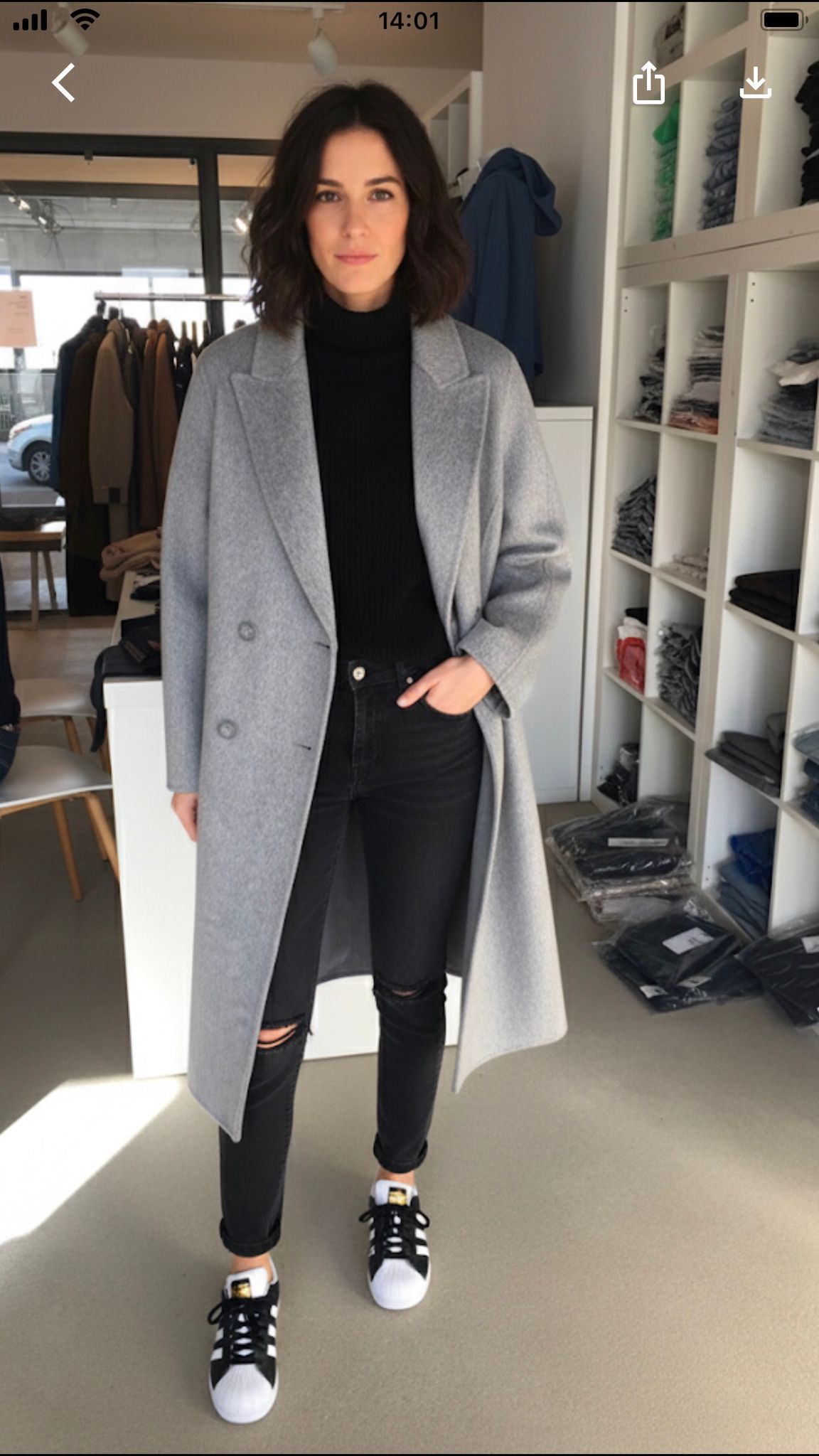 Eleganter langer Wollmantel Italian Style