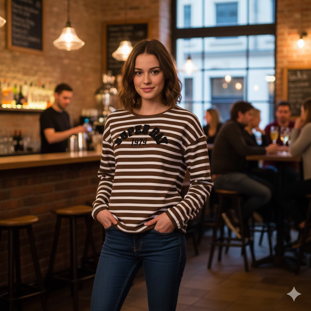 Enjoy Womenswear Sweat Streifen Super Day Print New Season 2026