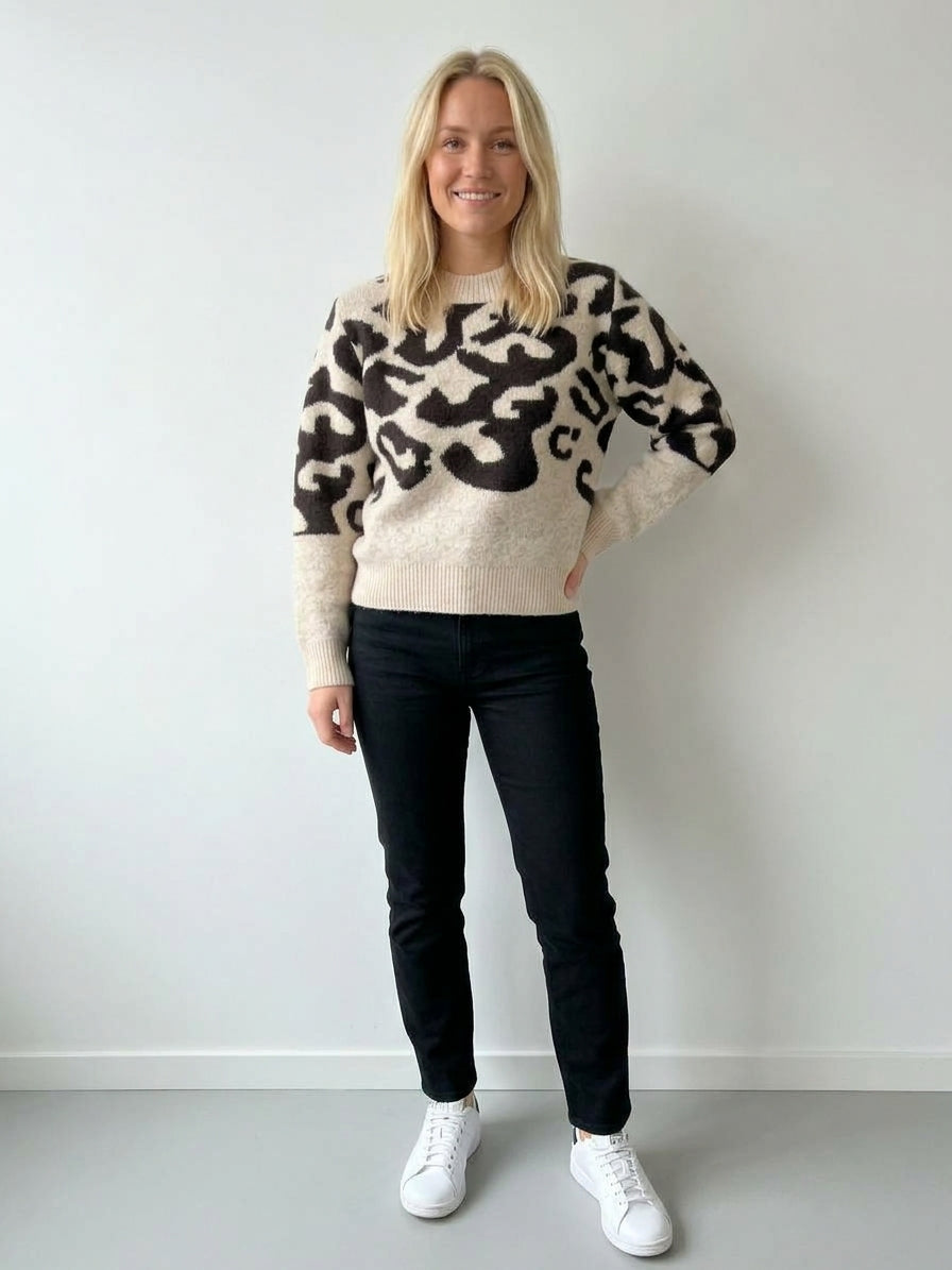 NED Dutch Fashion Damen Pullover gemustert Rundhals