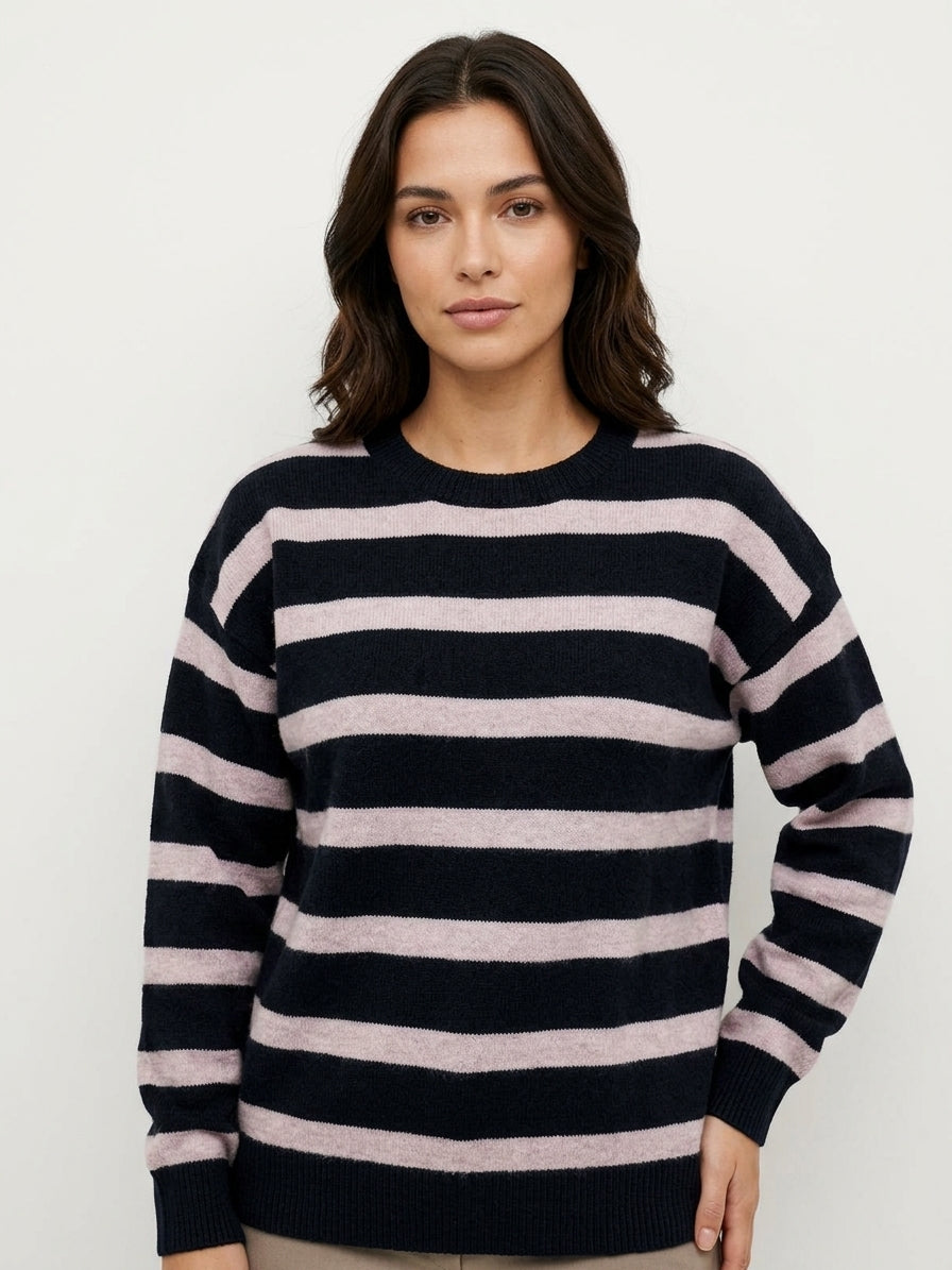 NED Dutch Fashion Hest Damen-Rundhalspullover gestreift