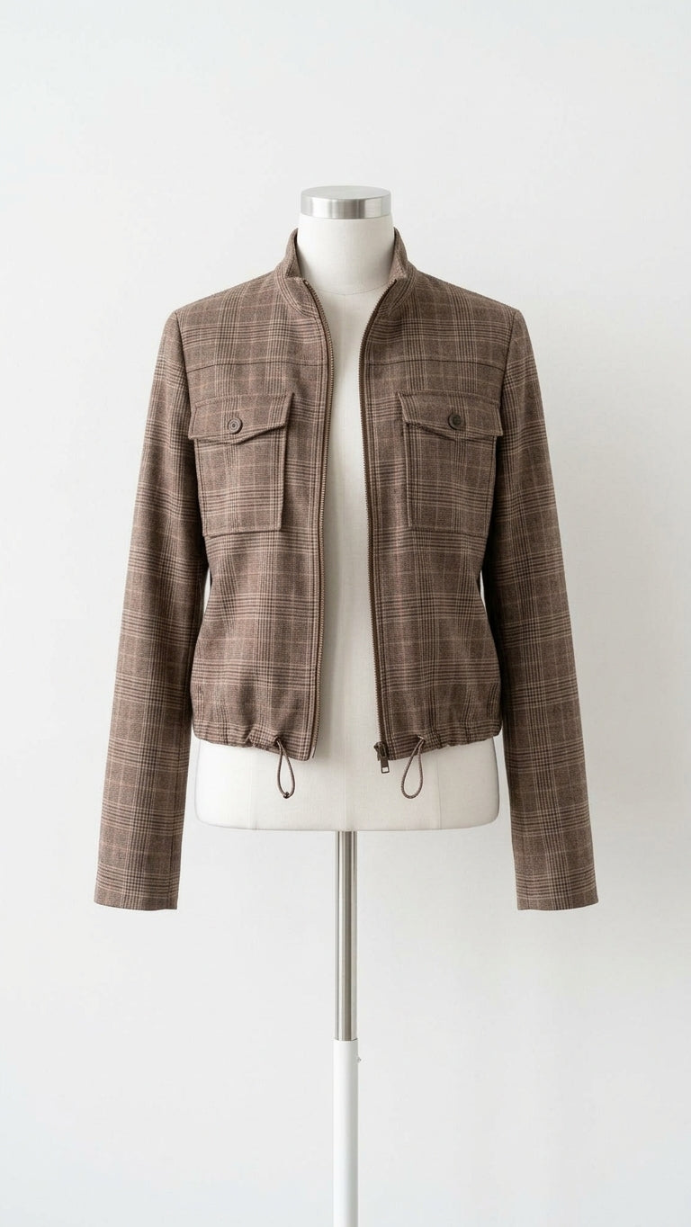 NED Glencheck Damen Jacke mit Reißverschluss