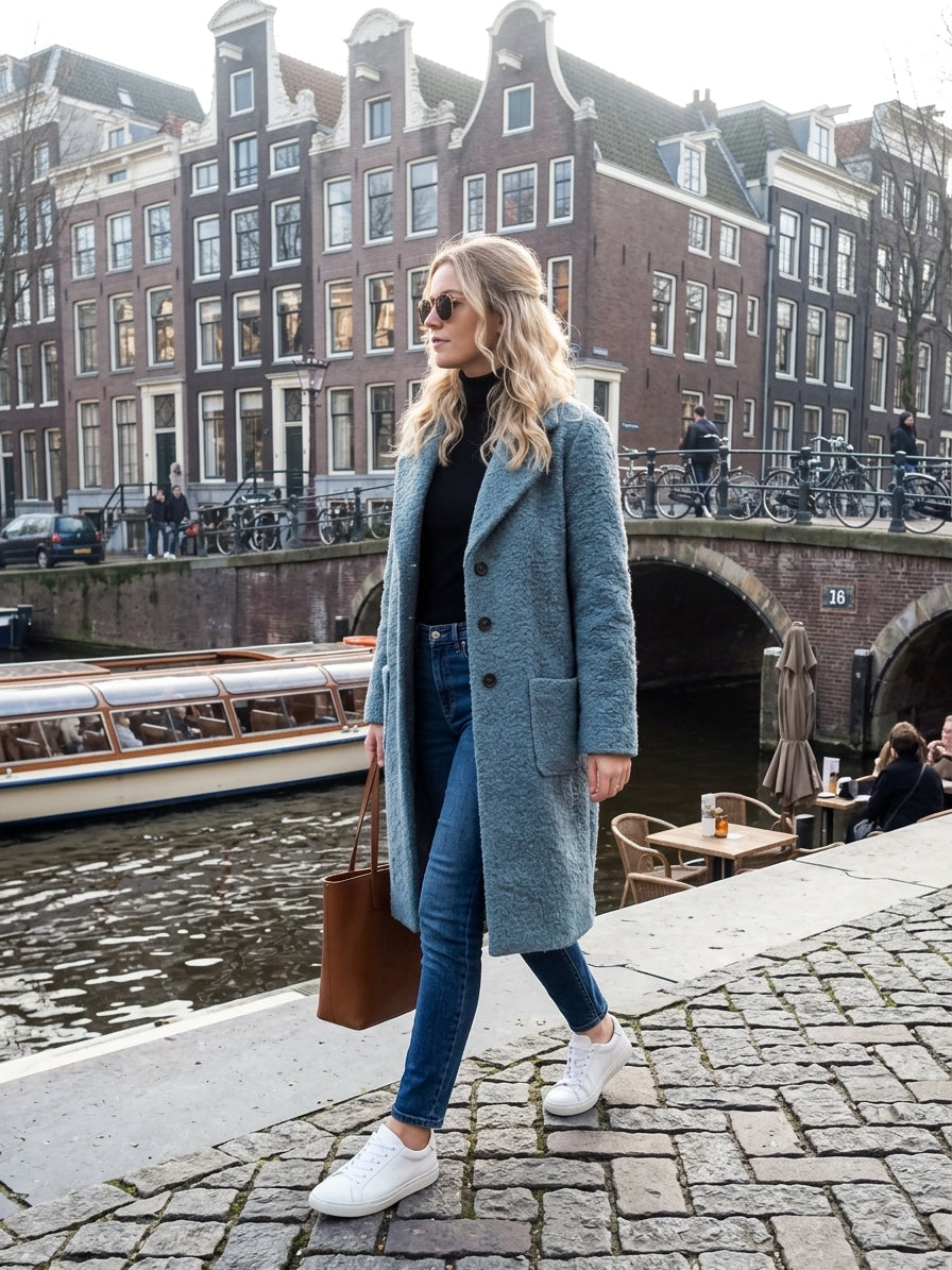 NED Dutch Fashion Damenmantel KANA – eleganter unifarbener Mantel für Herbst & Winter 2026