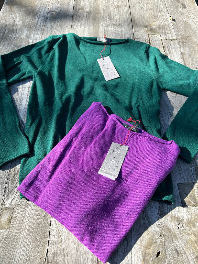 Fefe & Cici Cashmere Blend Pullover Rundhals lila Ansicht vom Produkt - Panta Loni