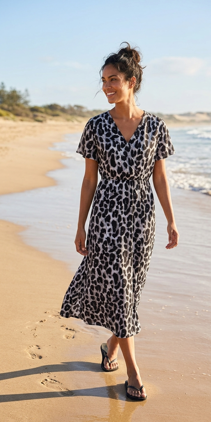 Damen-Sommerkleid aus Viskose im modischen Leoprint – Luftig, feminin & trendstark