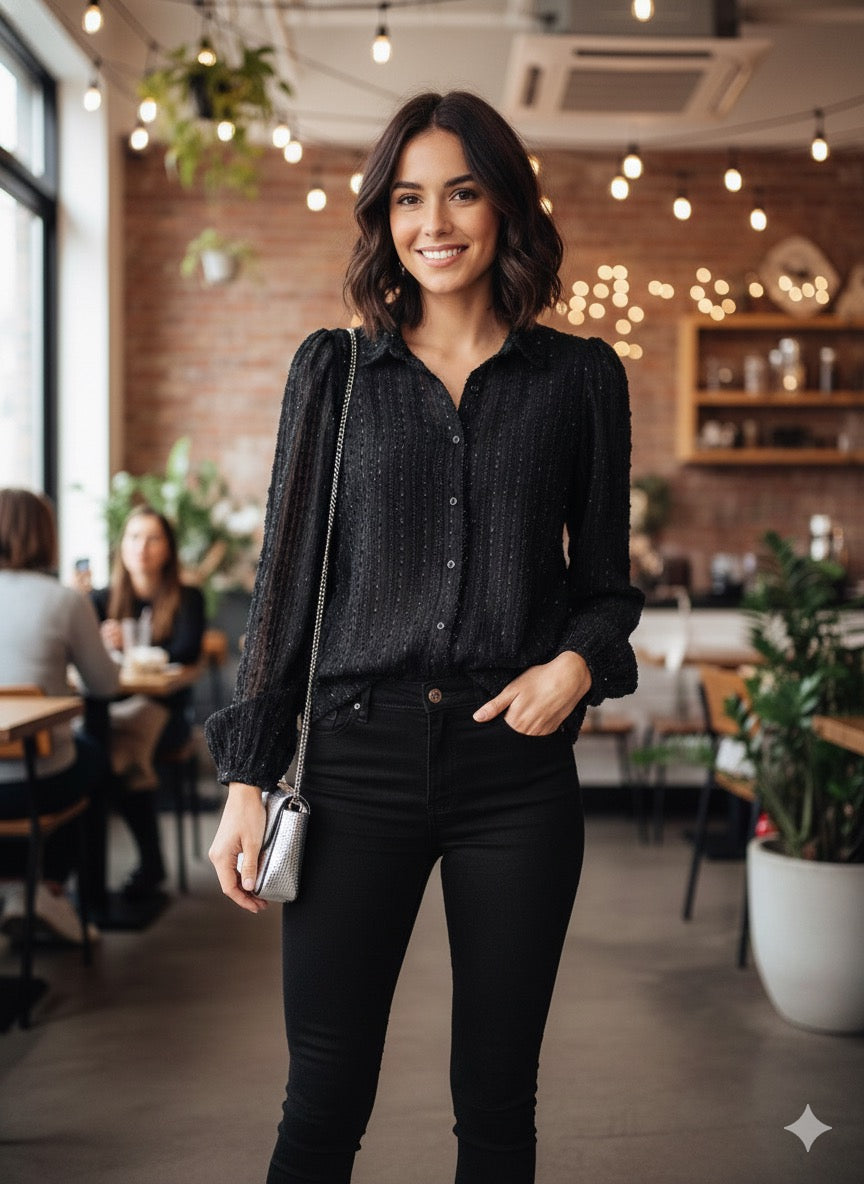 NED Bluse Mayliera schwarz Fancy Stripes