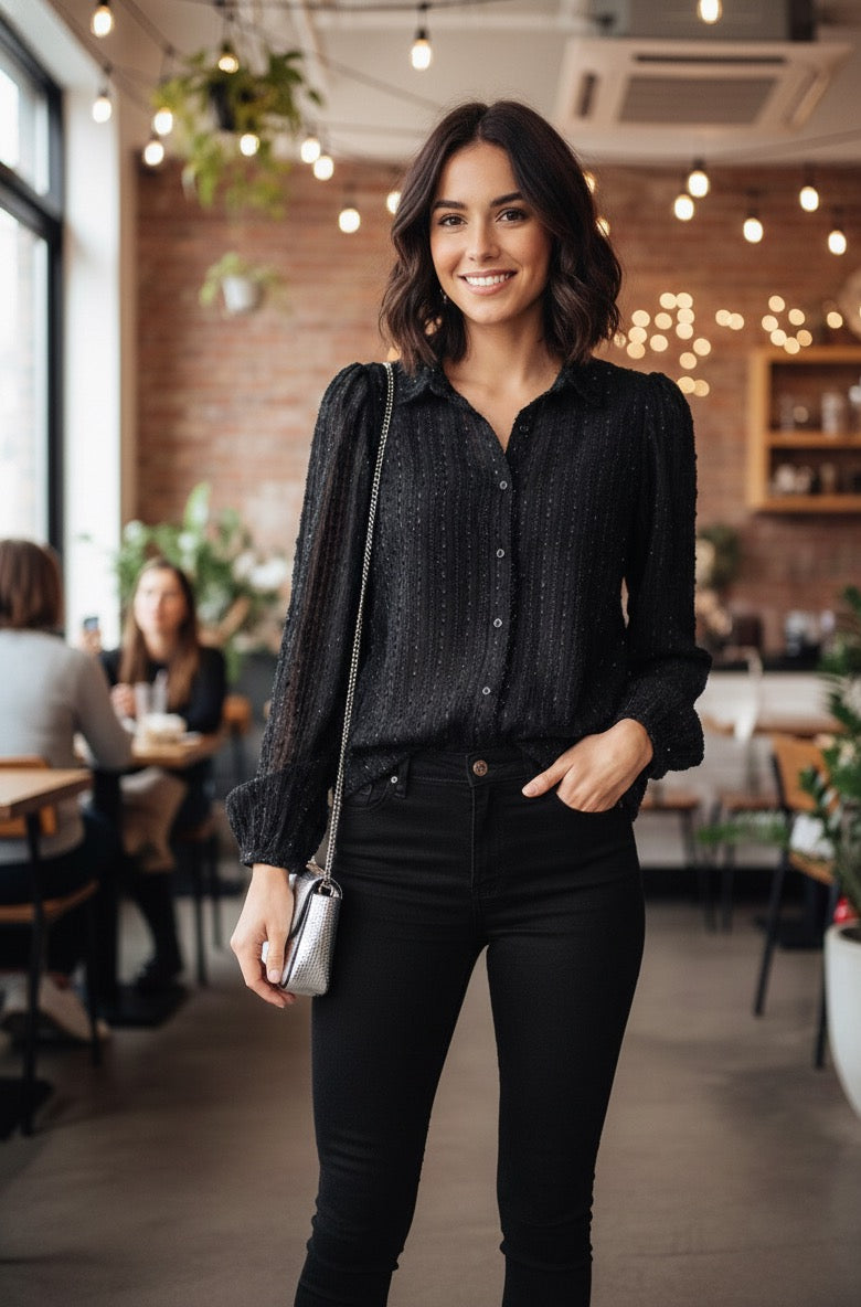 NED Bluse Mayliera schwarz Fancy Stripes