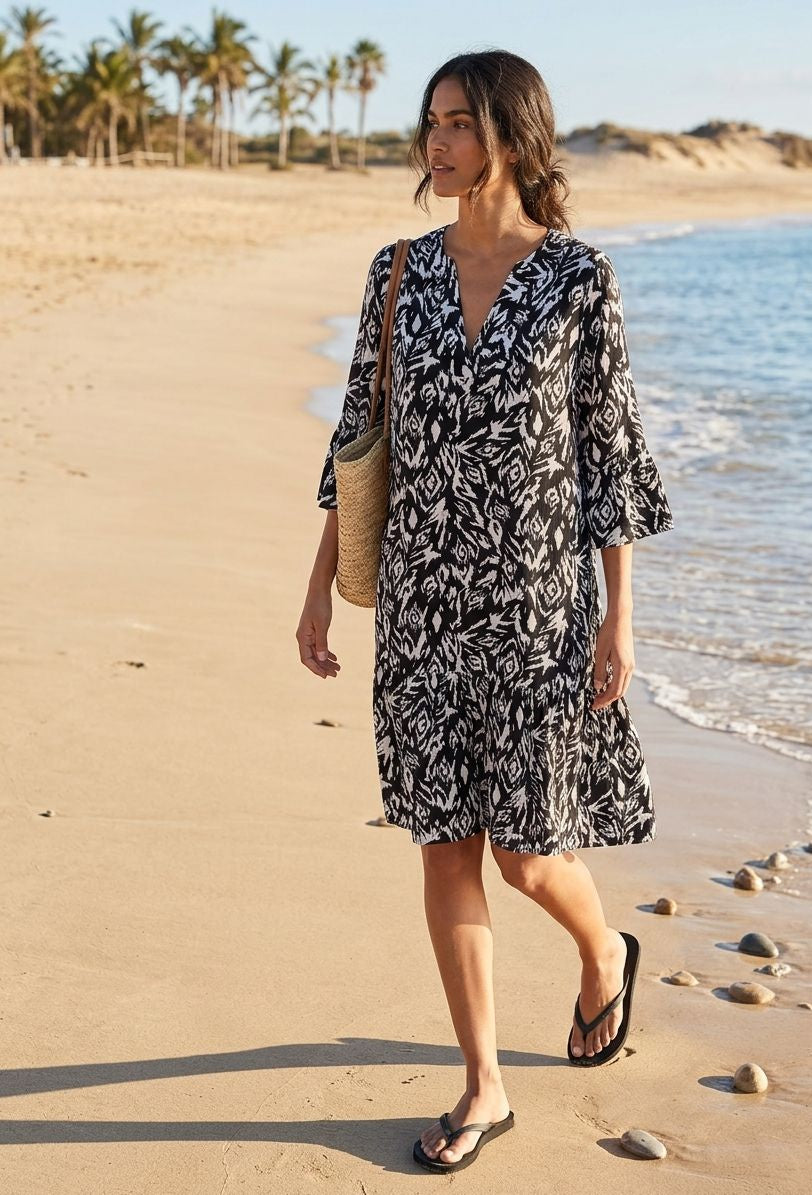 Leichtes Sommerkleid aus 100 % Viskose mit 3/4-Arm – Luftig, feminin & stilvoll Dutch Fashion