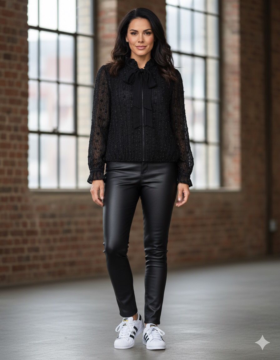 NED Milom LS Jacke Spitze mit Metallefekt schwarz