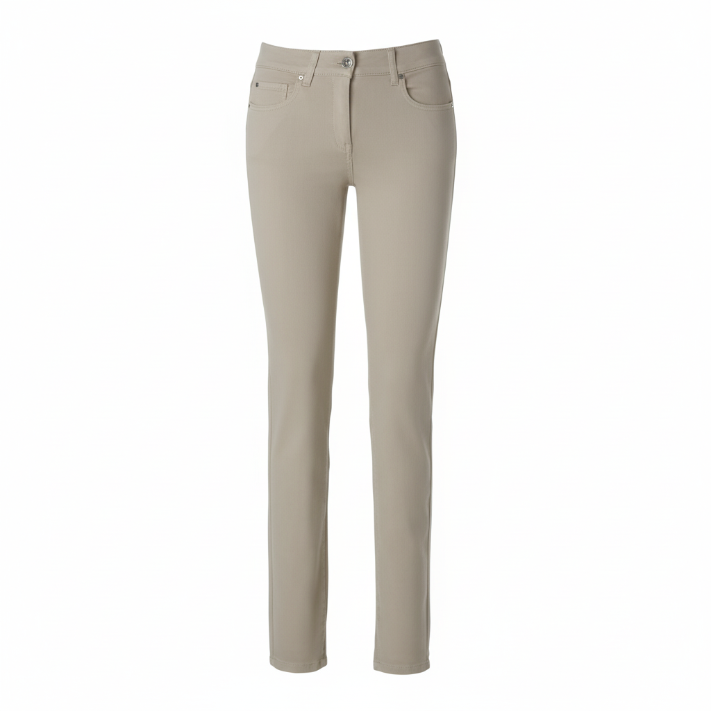 PAMELA Superstretch Hose 5 Pocket Jeans Damen, beige Fb. 23 Gr. 34 bis Gr. 46 – Stilinspiration Panta Loni