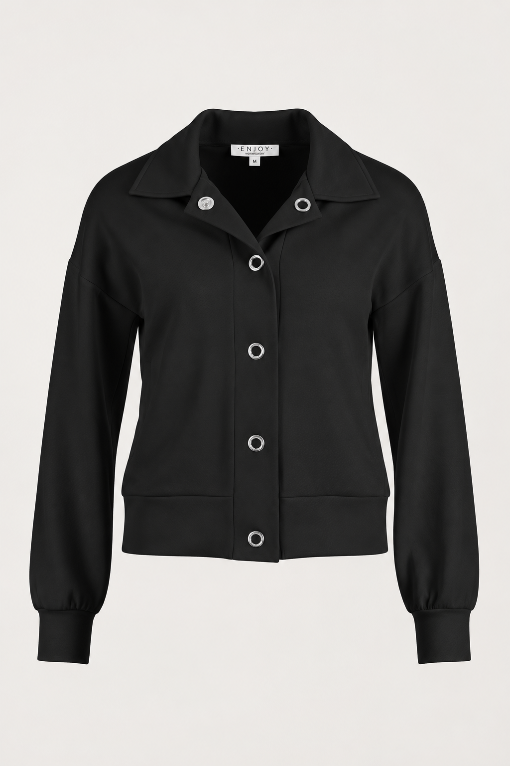Enjoy Sweatjacke mit Druckknöpfen – schwarz – Vorderansicht #Farbe_Schwarz