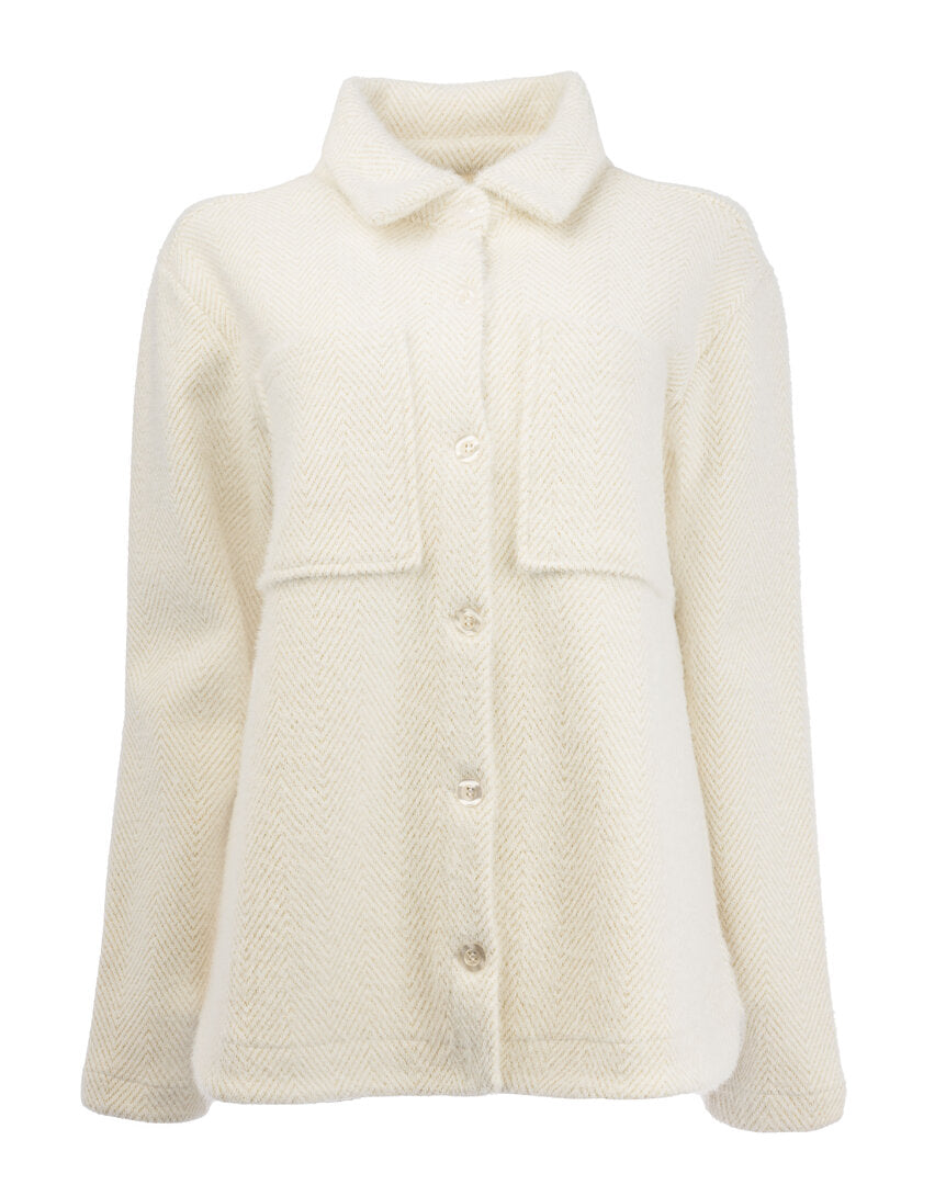 NED Jacke Peri LS Lurex Jacquard wollweiß