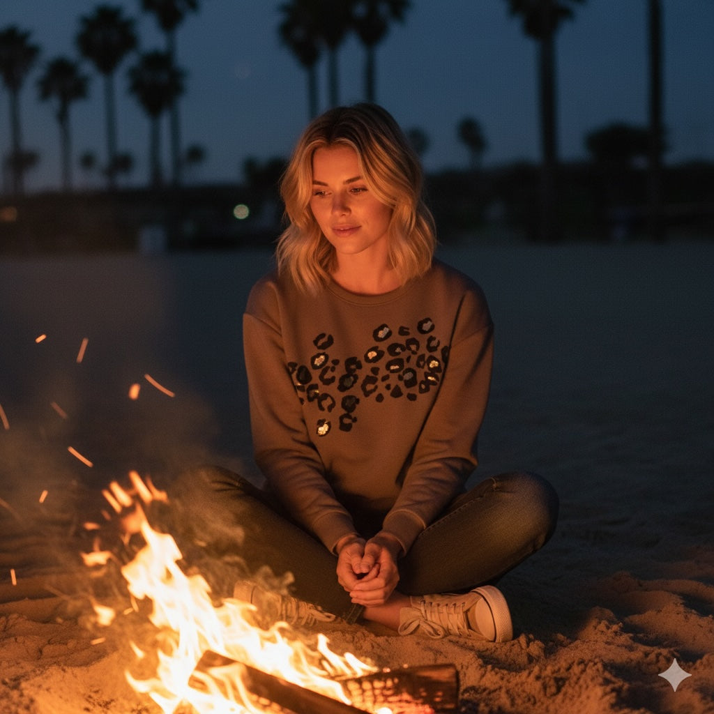 Enjoy Sweatshirt aus Baumwolle – Farbe Taupe – Produktansicht Panta Loni