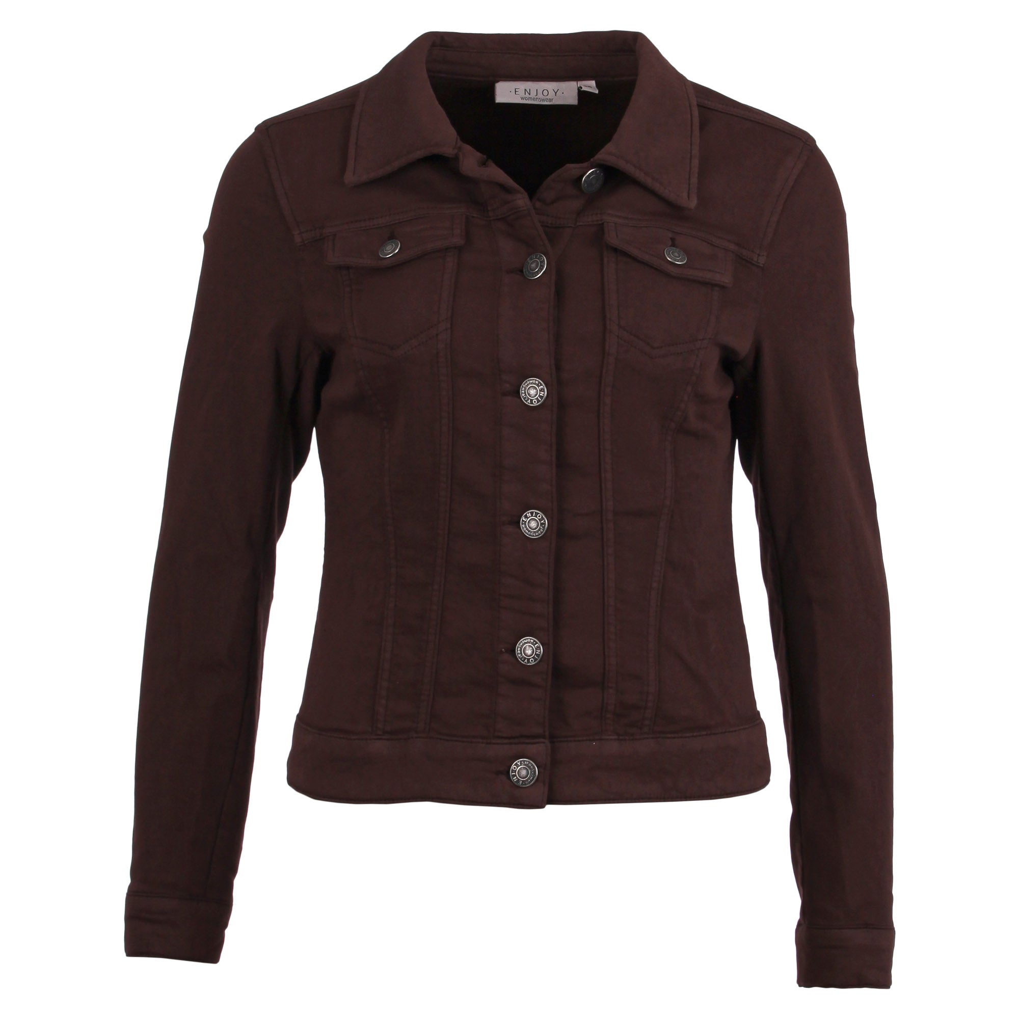 Enjoy Damen Sweat Jacke Jeansjacke braun