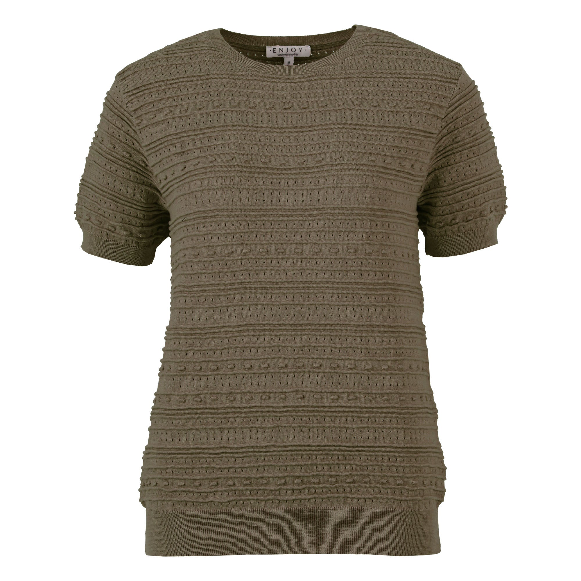 Enjoy womenswear Kurzarm Häkelpullover aus 100 % Baumwolle