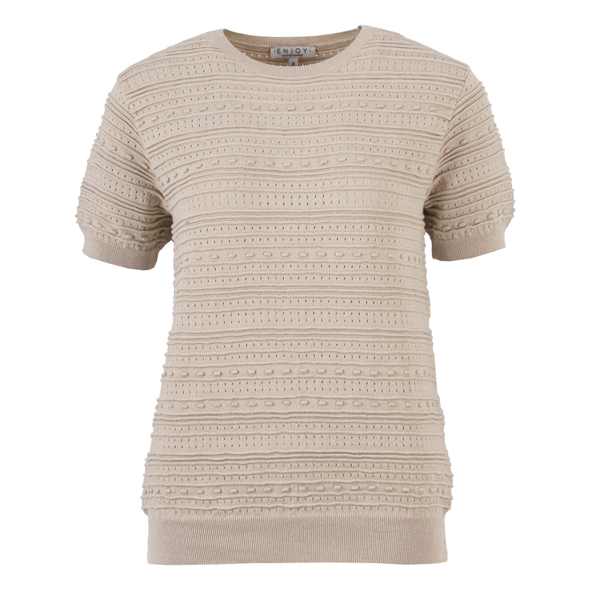 Enjoy womenswear Kurzarm Häkelpullover aus 100 % Baumwolle