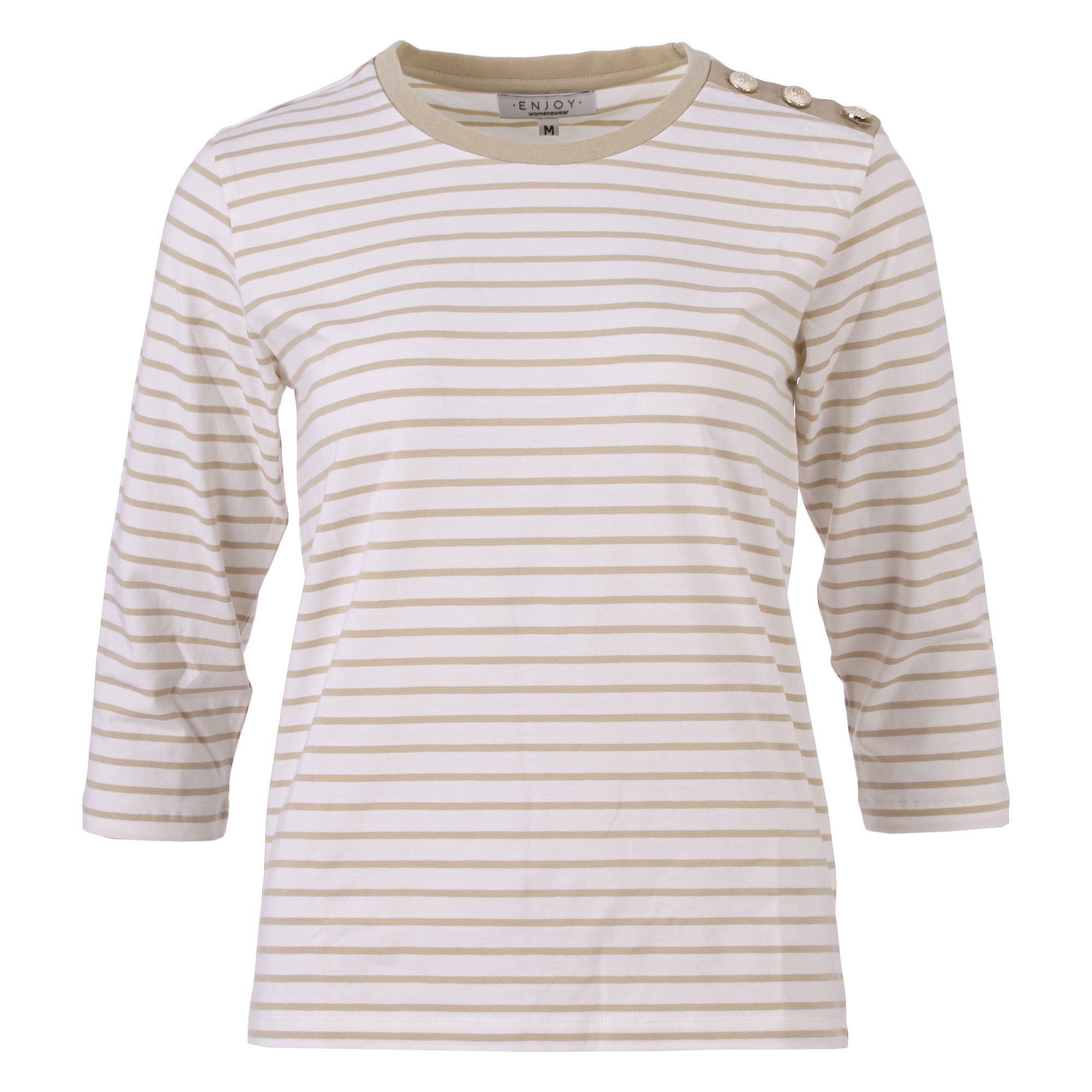 Enjoy womenswear Streifen T-Shirt mit 3/4 Arm aus Baumwolle-Viskose – Zeitlos Komfortabel