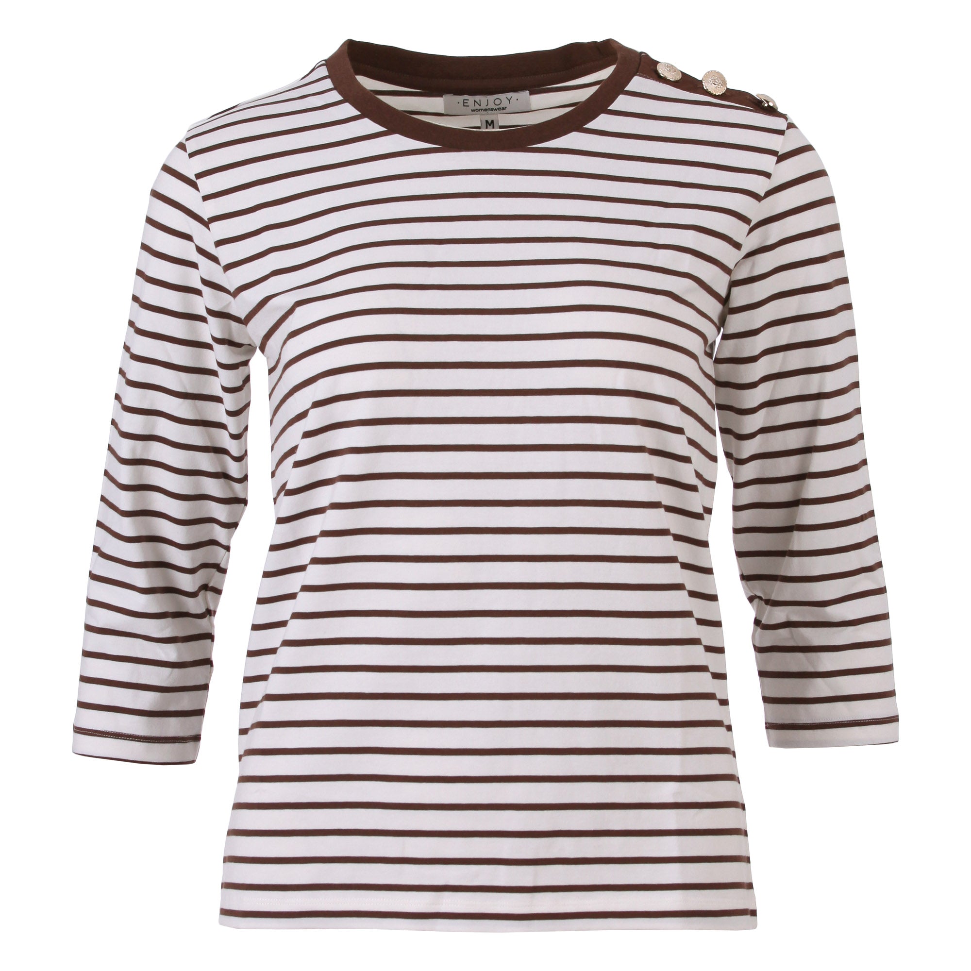 Enjoy womenswear Streifen T-Shirt mit 3/4 Arm aus Baumwolle-Viskose – Zeitlos Komfortabel