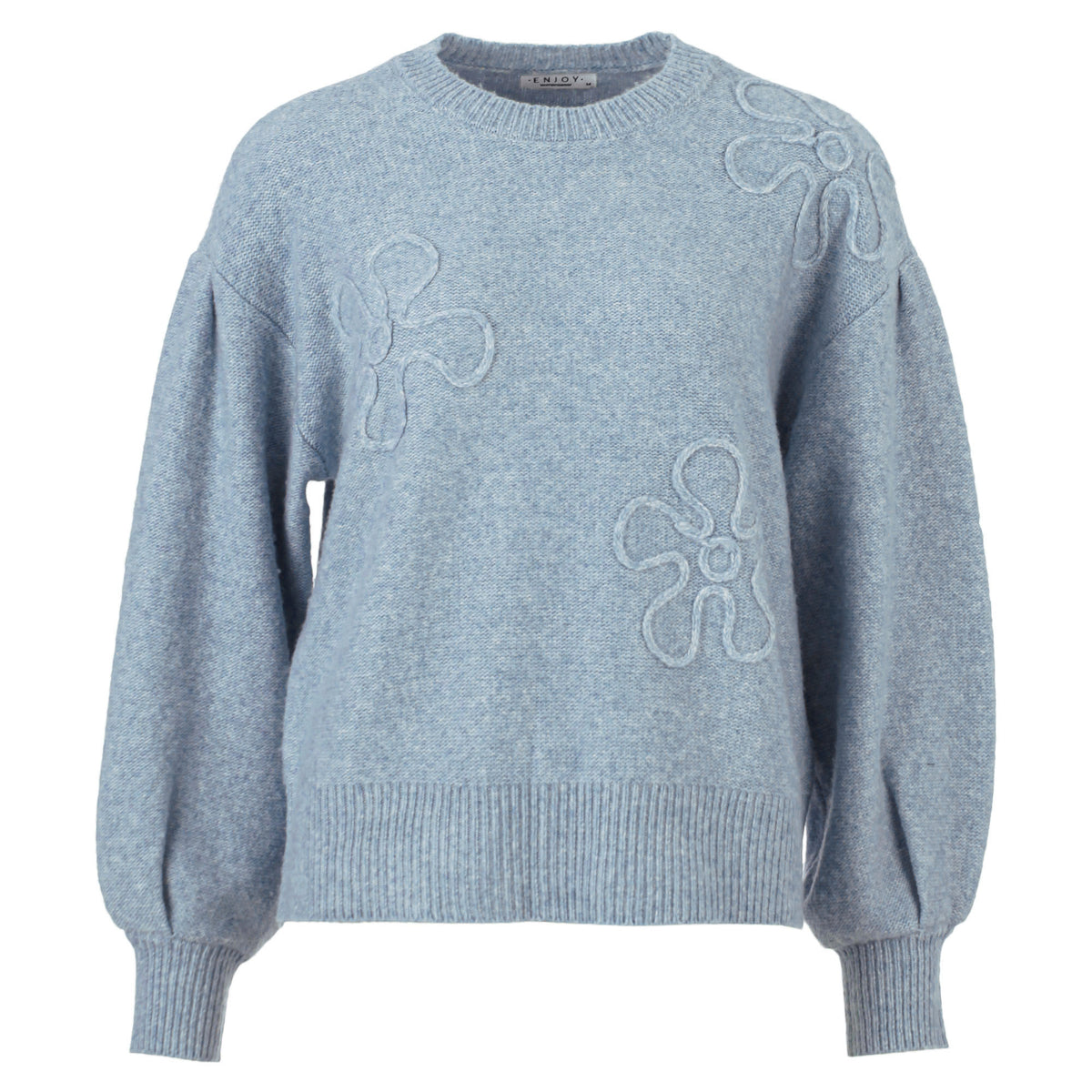 Enjoy womenswear Rundhals Pullover mit Blumen-Bordüre