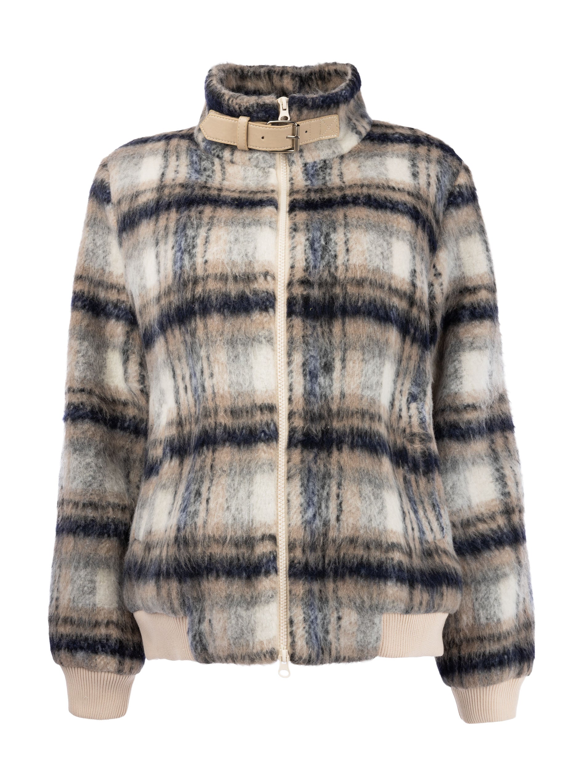 NED Dutch Fashion Damen Jacke Karomuster – modischer Karo-Blouson mit Stehkragen