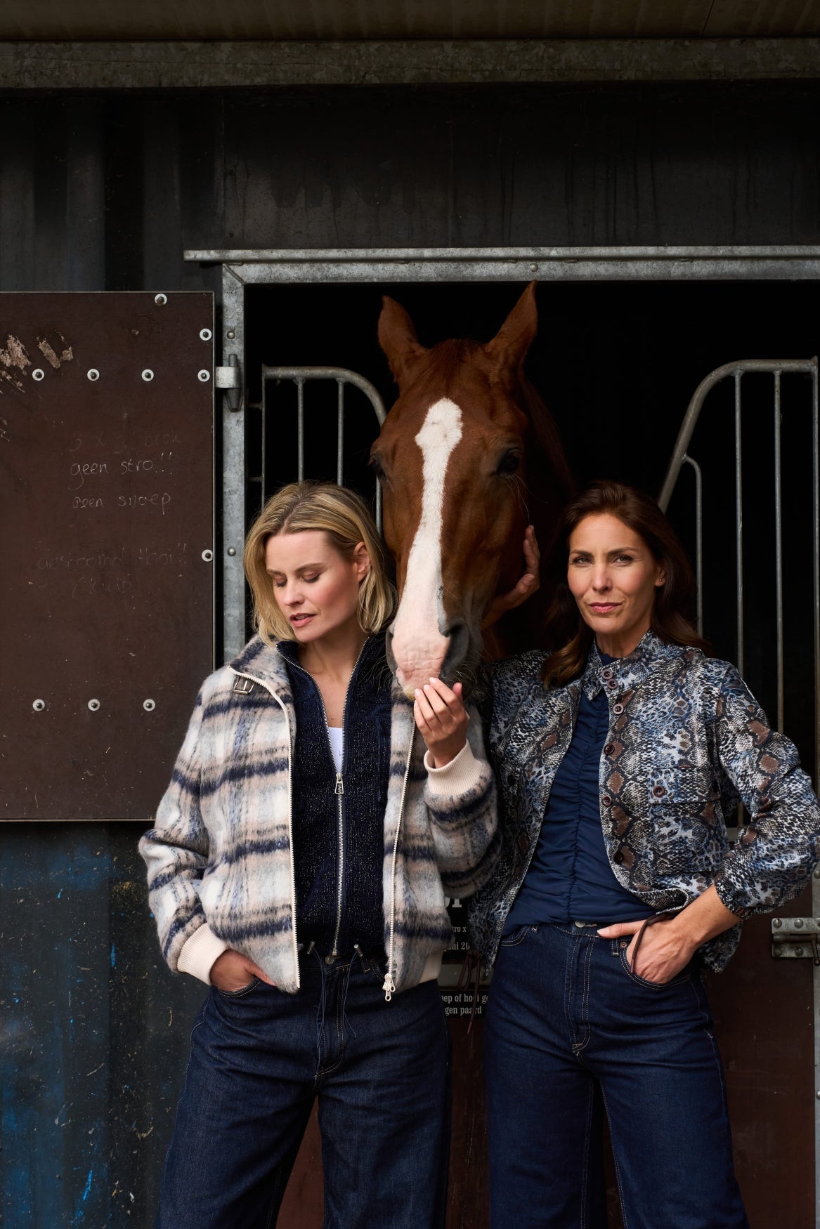 NED Dutch Fashion Damen Jacke Karomuster – modischer Karo-Blouson mit Stehkragen