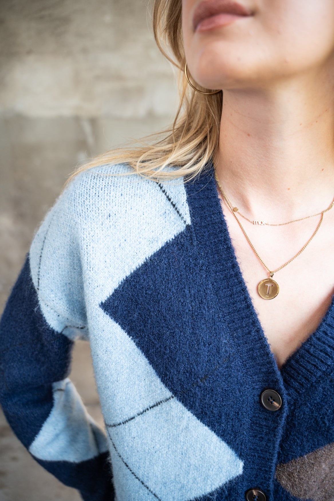 ICNK Amsterdam Damen-Strickjacke mit Rhombenmuster