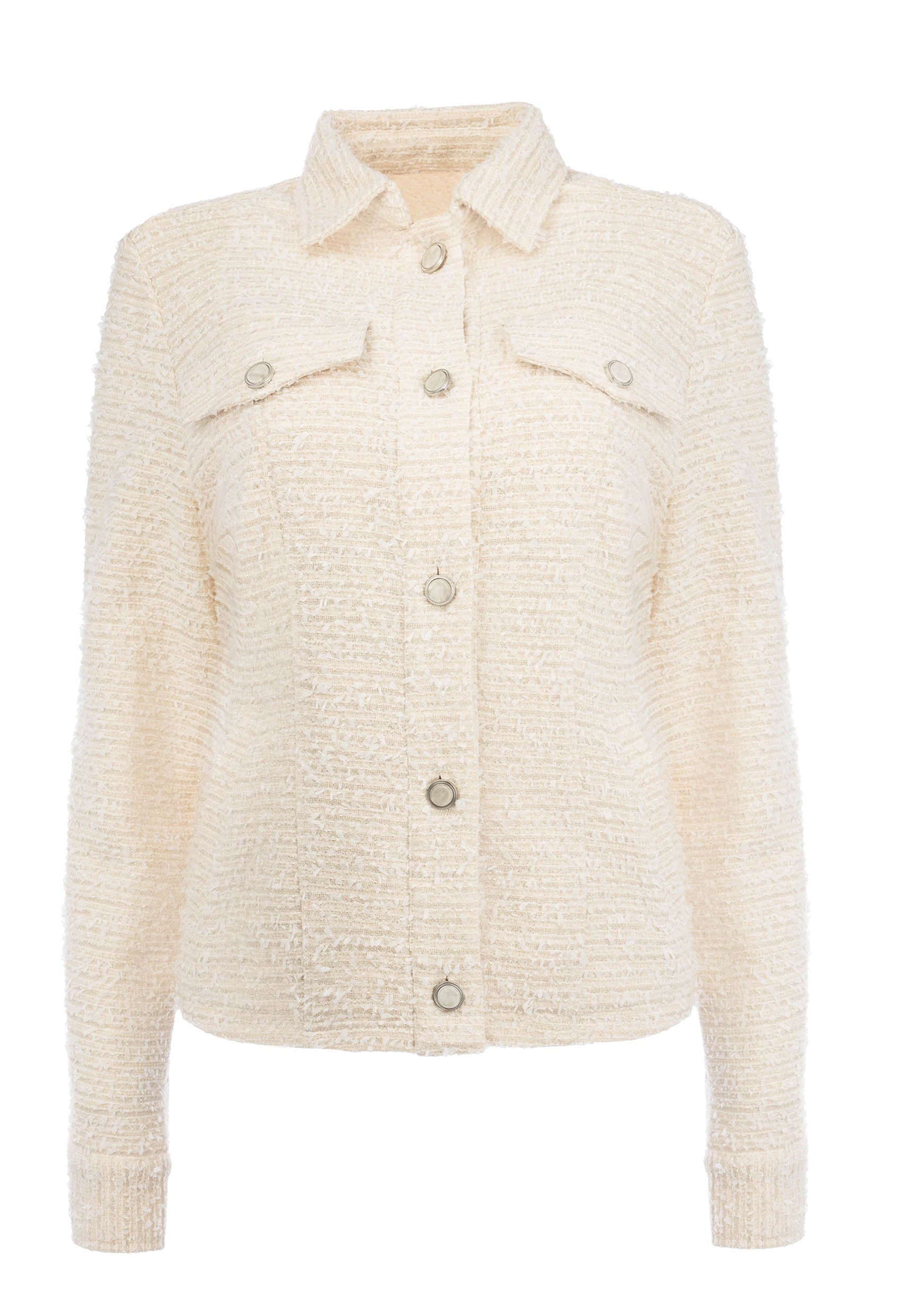 NED Kurze Jacke aus Lurex Tweed im Chanel Style – Beige
