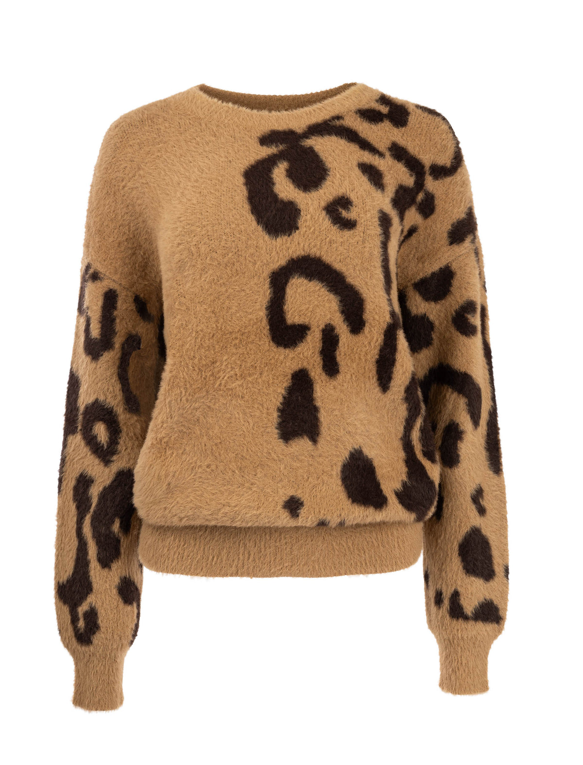 NED Dutch Fashion Design Pullover Otila – Kuscheliger Leo-Look in Camel und braun