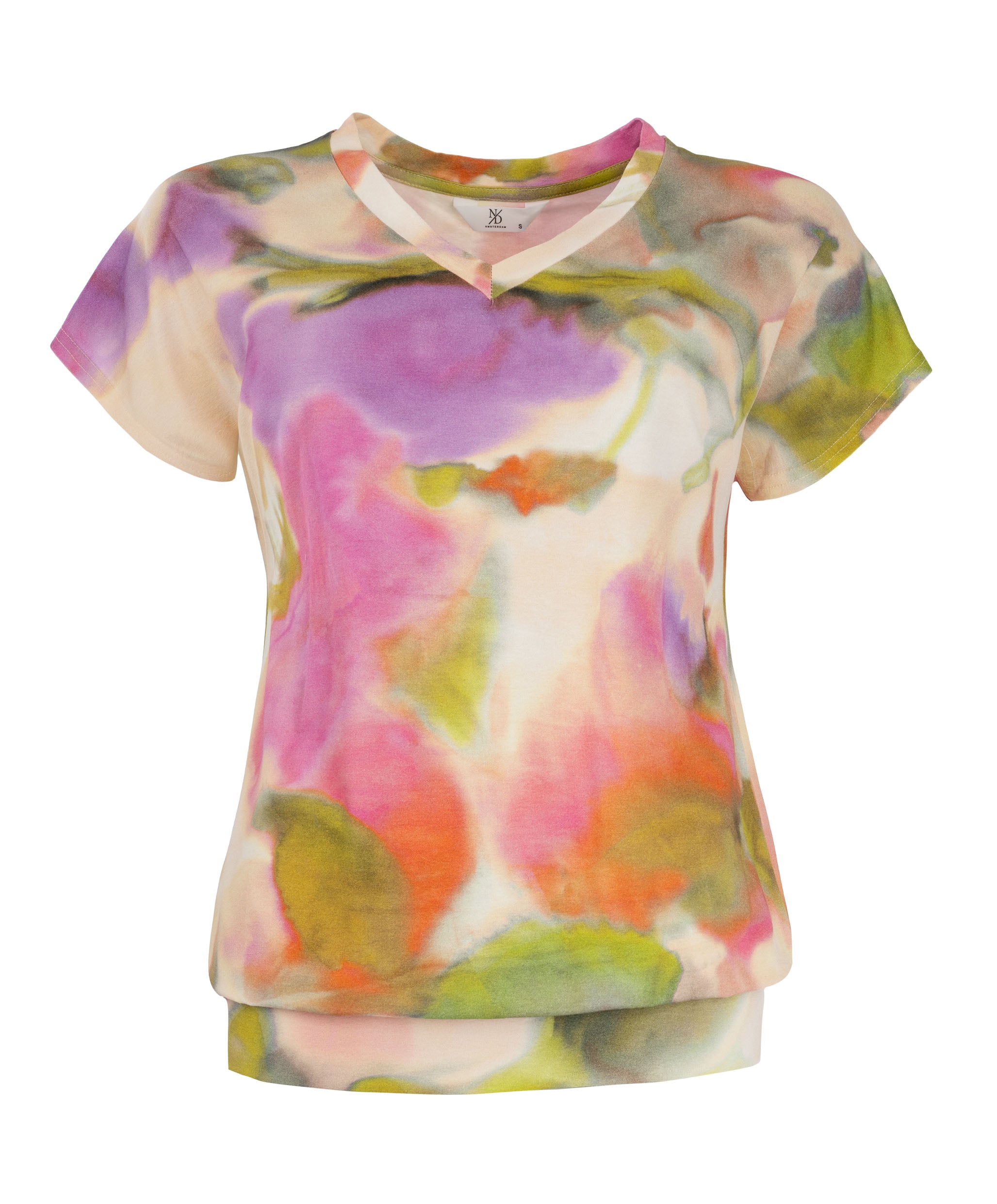 NED Damen Shirt „Mana“ – Sommerliches Print T-Shirt aus Viskose mit Stretch-Anteil