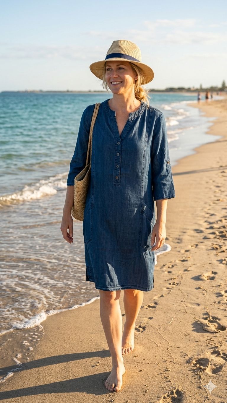 Leichtes Damenkleid in Jeans-Optik – Enjoy Womenswear aus 100% Lyocell (TENCEL™)