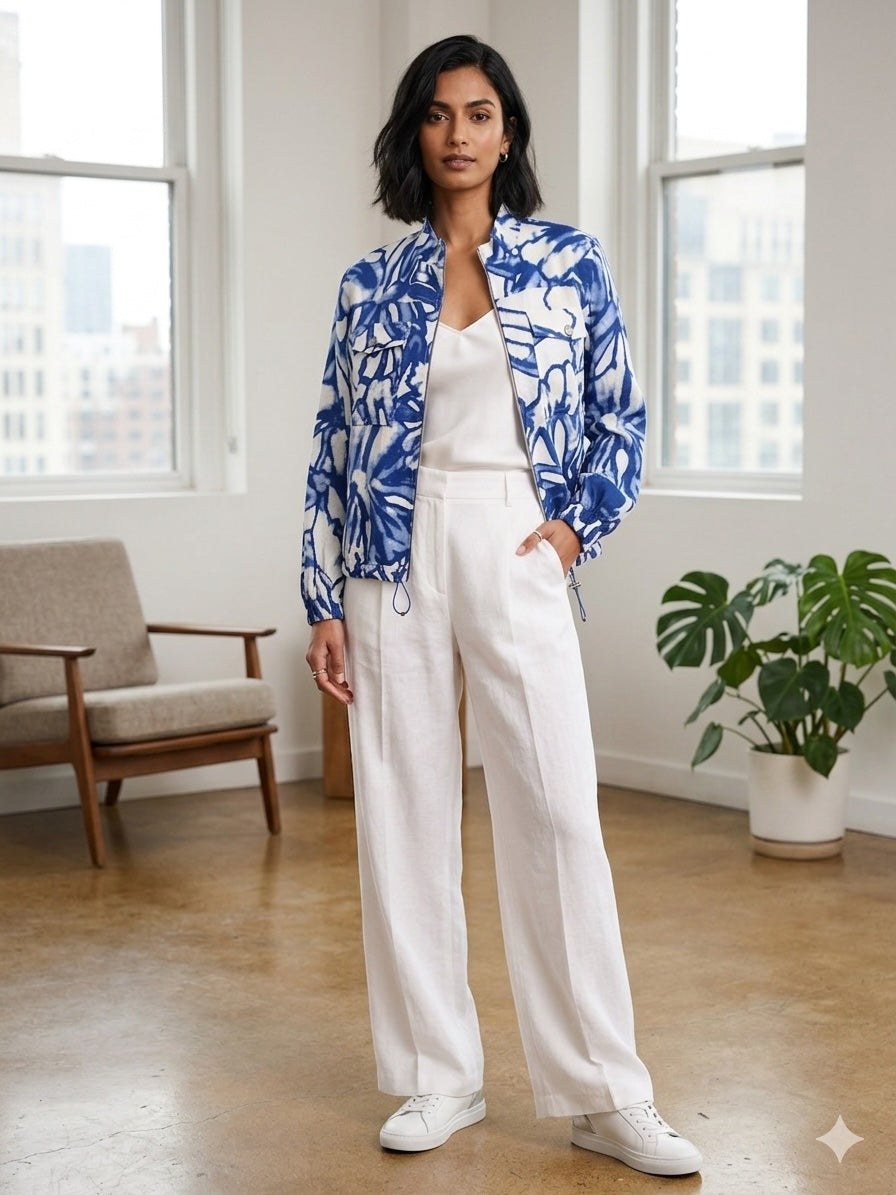 Blouson Jacke Viscose Ruan-B LS Blue Lolite Inkt Art Dutch Fashion Design