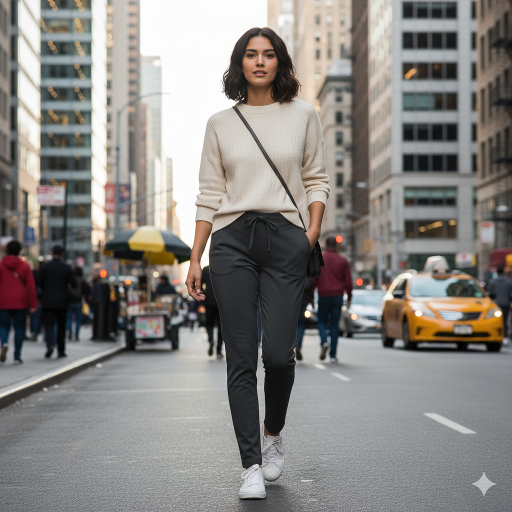 Enjoy Damen Travel Stetch Schlupfhose mit elastischem Bund, grau