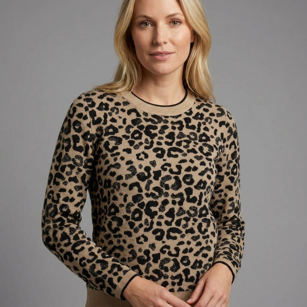 Enjoy Womenswear Leoprint Pullover – modischer Animal-Print mit edlem Lurex-Effekt