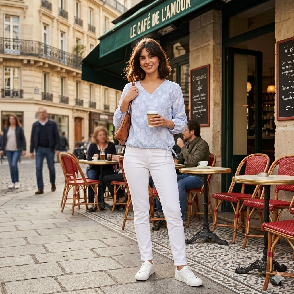 Bluse V-Neck 3/4 Arm  Pflegeleicht & Zeitlos Modern