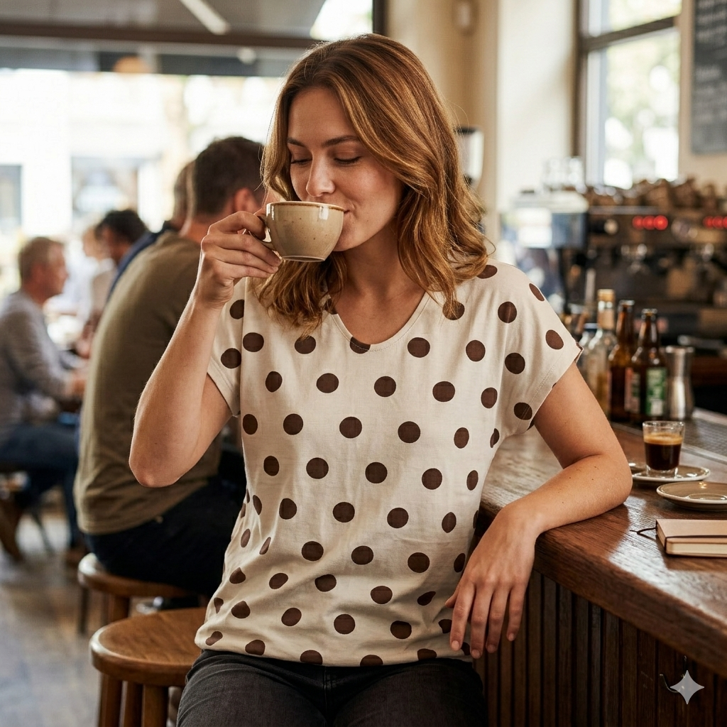 Sommerliches Damen-Shirt mit Punkten – luftig, leicht und vielseitig Enjoy womenswear