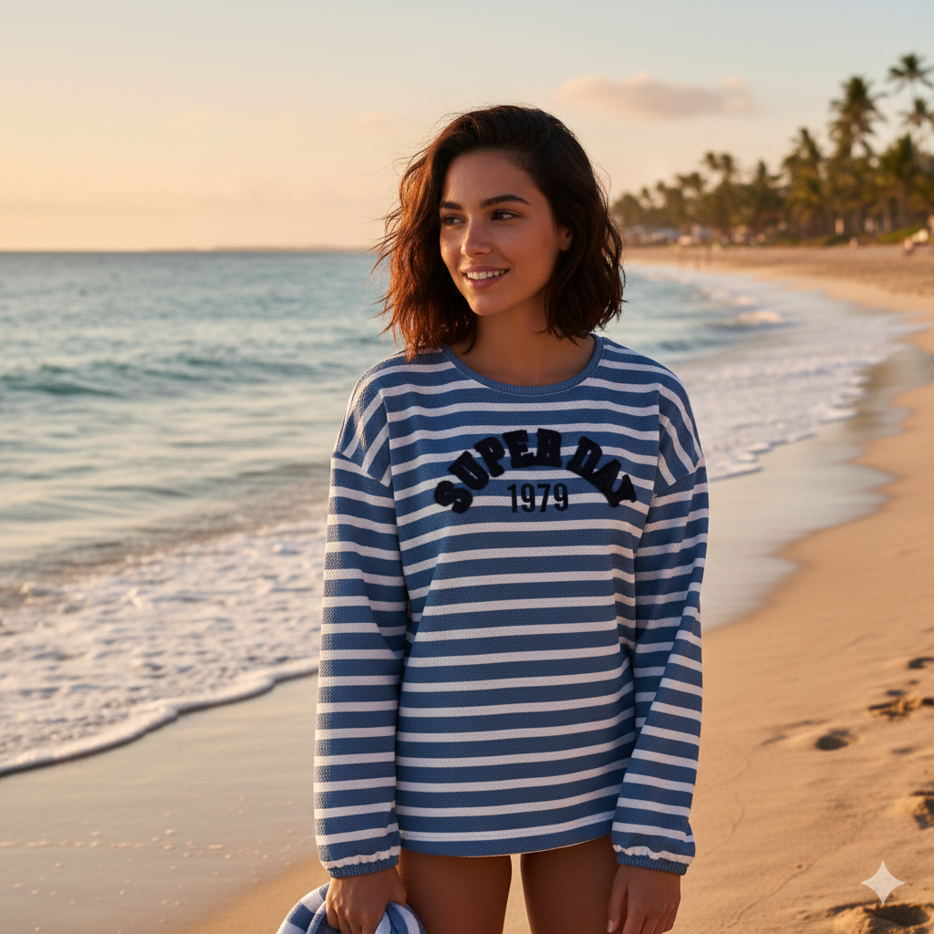 Enjoy Womenswear Sweat Streifen Super Day Print New Season 2026