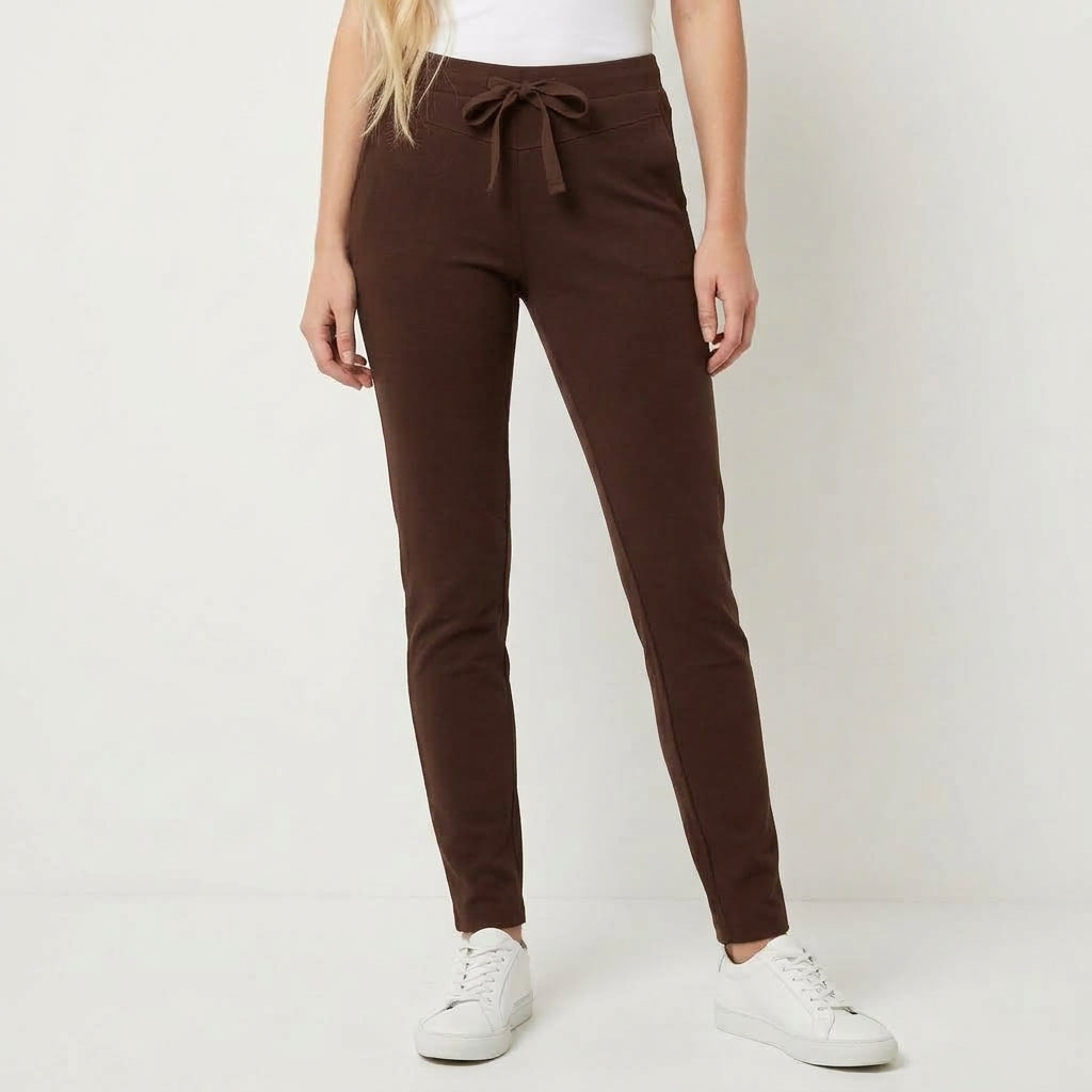 Enjoy Damen Travel Stretch Schlupfhose mit elastischem Bund, braun