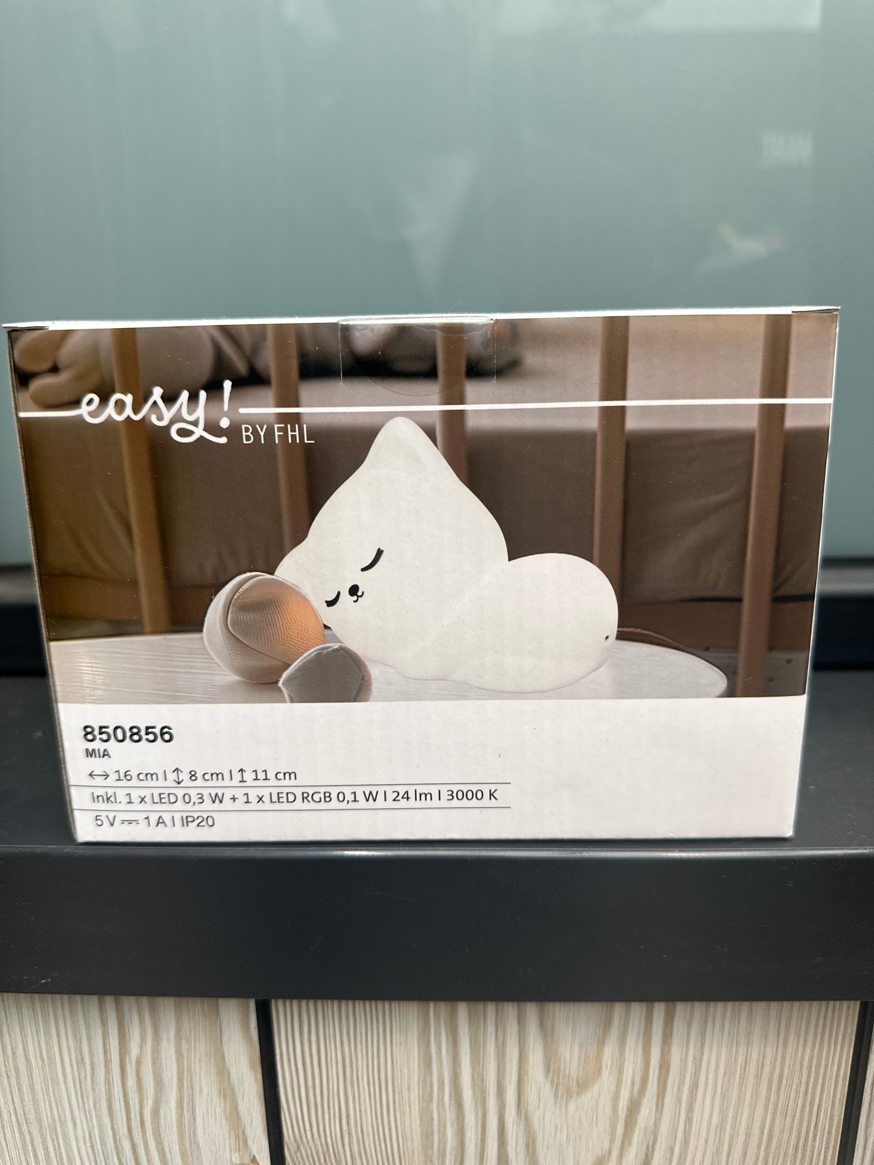 Easy! FHL Nachtlicht Niedliche, schlafende Katze aus weißem, softmatten Silikon Kinder Lampe
