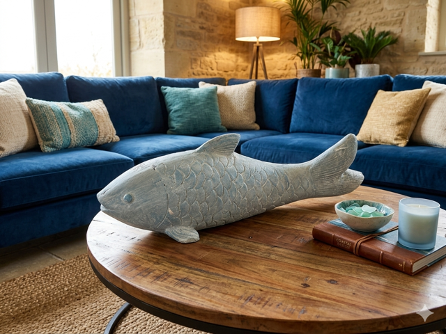 Deko Fisch aus Stein – Maritime Tischdeko zum Stellen 49 x 17 cm Küstendeko