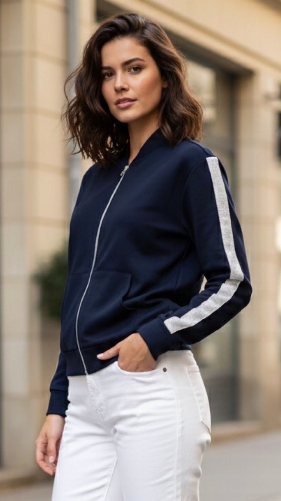 Enjoy Womenswear Sweat Bomberjacke mit Reissverschluss für Damen – Casual Style