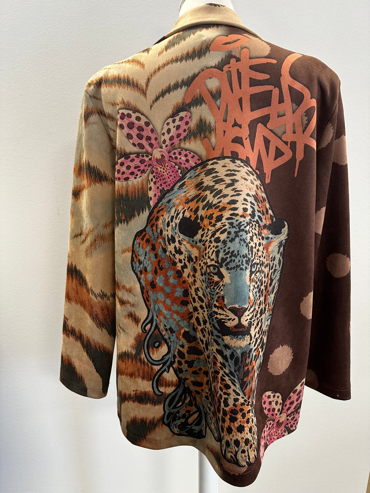 Damen Designer Print Blazer mit Tiger Animal Motiv one size