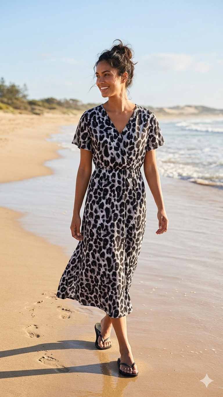 Damen Sommer Kleid aus Viskose im modischen Leoprint – Luftig, feminin & trendstark