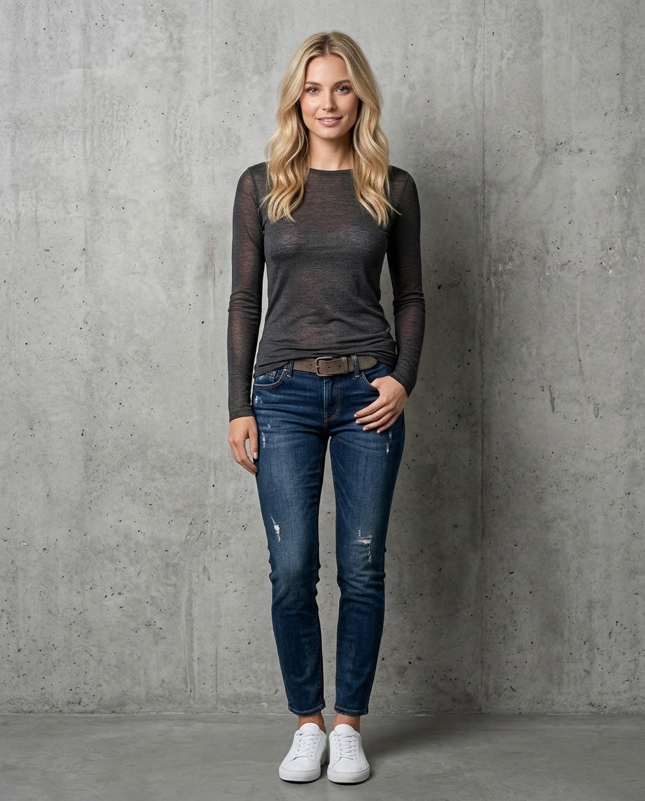 Damen-Longsleeve mit Kaschmir, Produktansicht 2