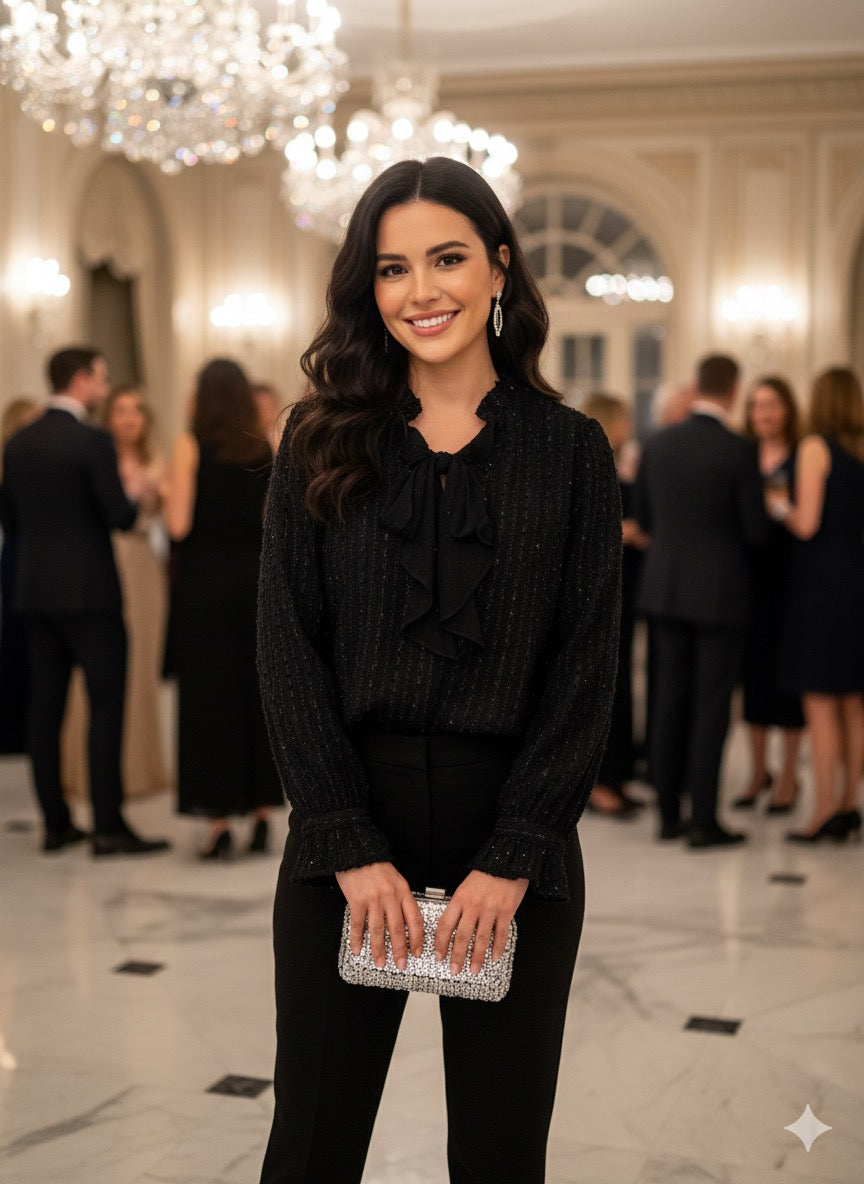 NED Milom LS Jacke Spitze mit Metallefekt schwarz